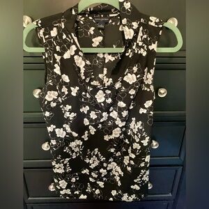 Cowl neck black floral print blouse